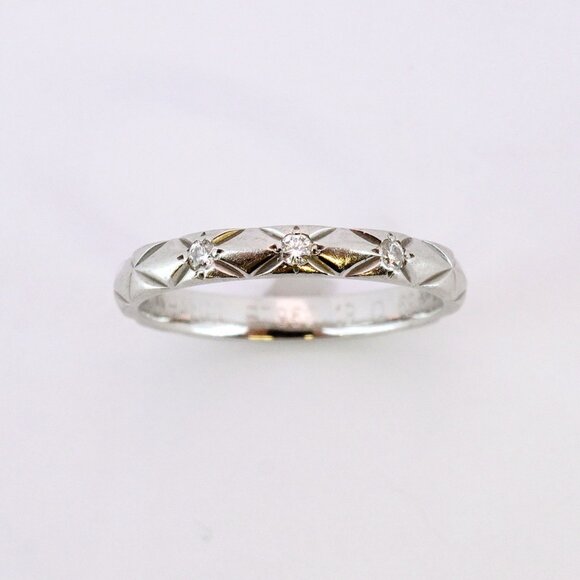 CHANEL Authentic Silver Diamond Ring #48